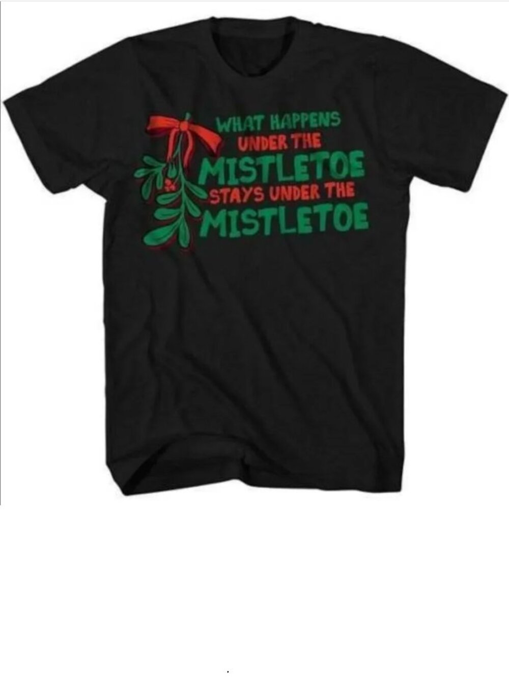 Mens Christmas Shirt S What Happens Under Mistletoe Black Short Sleeve
